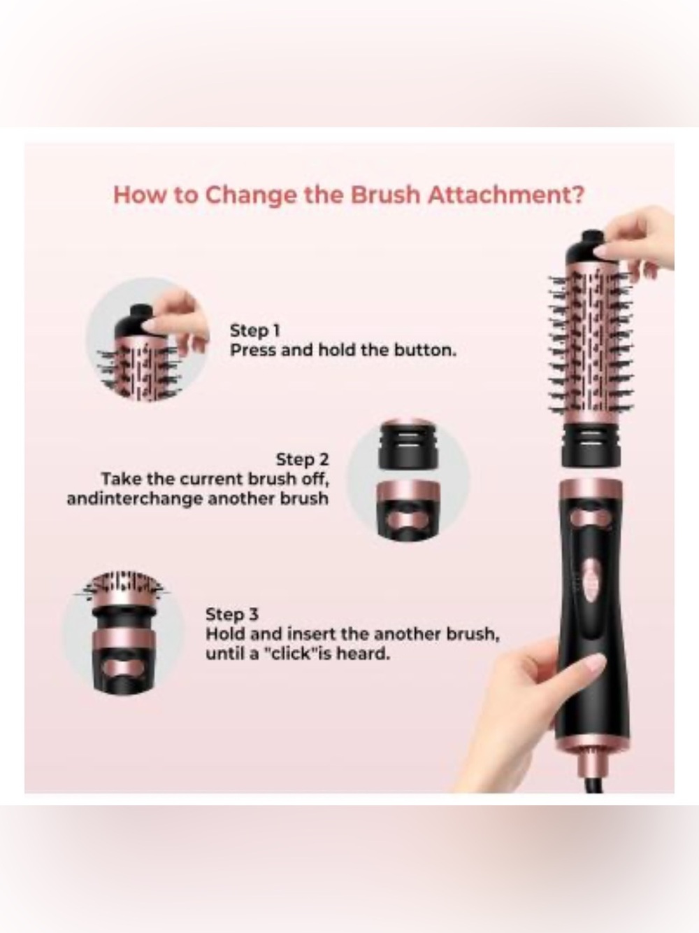 $70. OKWRAP Rotating Hair Dryer Brush 3-in-1 360° Rotating Hot Air Brush New! - Picture 3 of 16